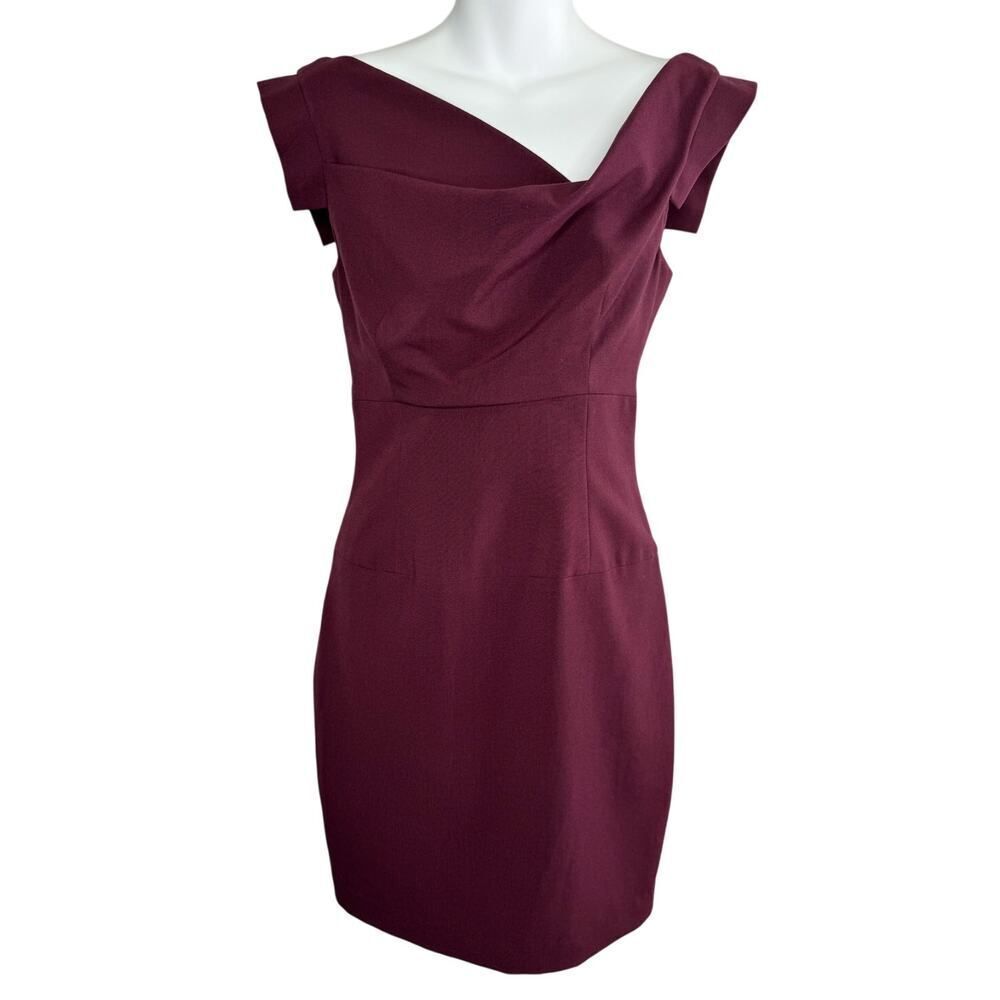 Black Halo Wine Off-Shoulder Mini Dress